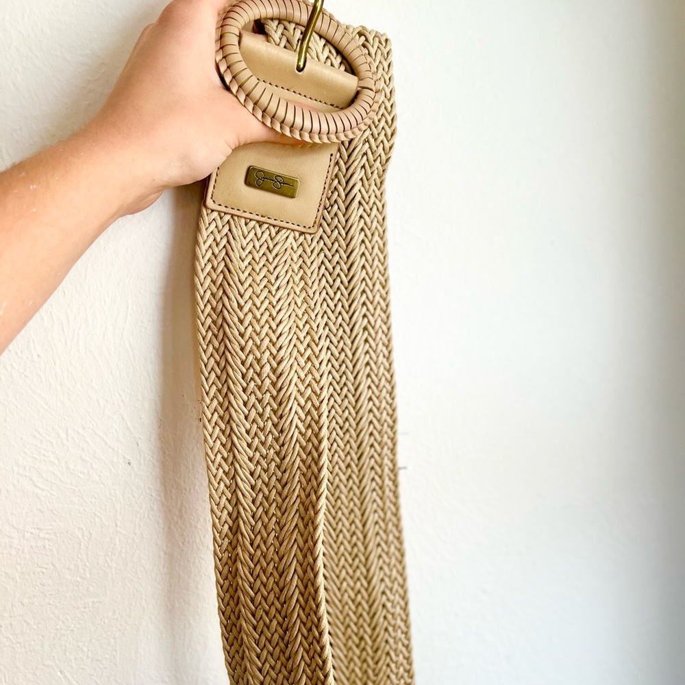 Jessica Simpson Tan Braided Woven Wide Belt Casual ( light brown )